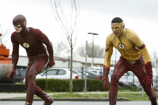 Wally and Barry preparing to race each other